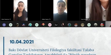 BDU-nun Filologiya fakültəsində “Böyük qayıdışın icrasında gənclərin rolu” adlı onlayn tədbir keçirilib