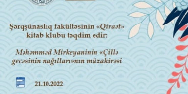 Şərqşünaslıq fakültəsinin "Qiraət" kitab klubunun tədbiri keçiriləcək