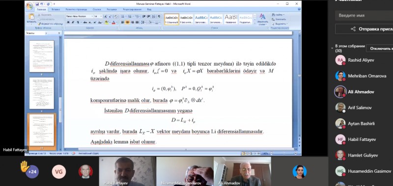 BDU-da “Reper laylanmalarının diferensial-həndəsi strukturları” mövzusunda elmi seminar