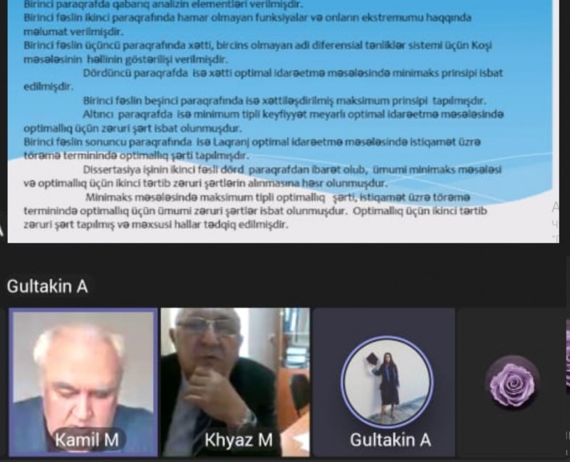 Riyazi kibernetika kafedrasınin Teams platforması üzərindən online elmi seminarı keçirilmişdir.