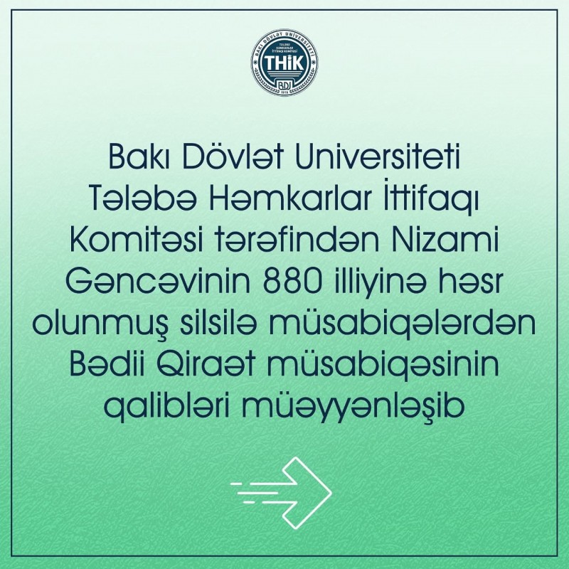 Filologiya fakültəsinin tələbələri Nizami Gəncəvinin 880 illiyinə həsr olunmuş esse və bədii qiraət müsabiqələrinin qalibi olublar