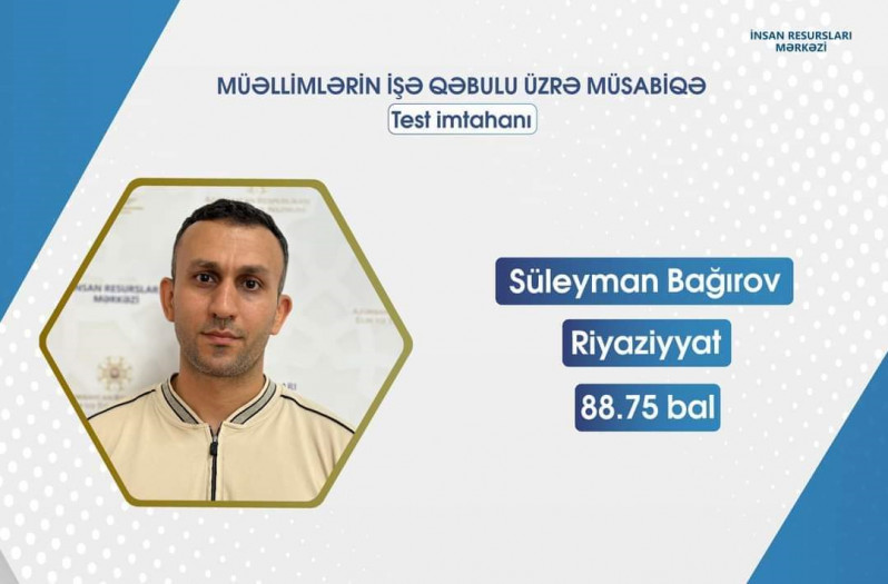 BDU-nun SABAH qruplarının məzunu MİQ müsabiqəsində Riyaziyyat fənni üzrə ölkə birincisi olub