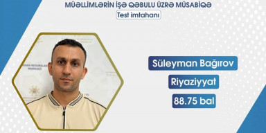 BDU-nun SABAH qruplarının məzunu MİQ müsabiqəsində Riyaziyyat fənni üzrə ölkə birincisi olub