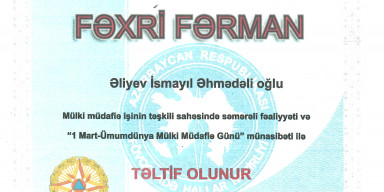 KAFEDRA MÜDİRİ FƏXRİ FƏRMANLA TƏLTİF OLUNMUŞDUR