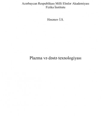 PLAZMA VƏ DƏSTƏ TEXNOLOGİYASI