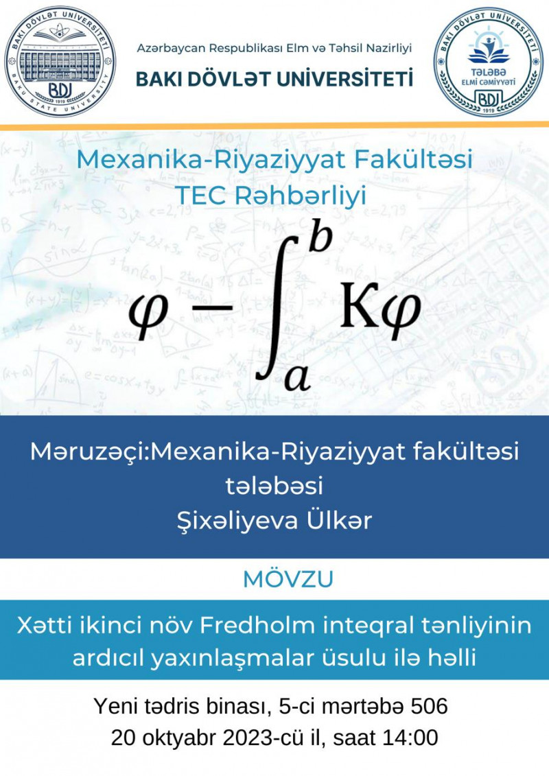 Tələbə Elmi Cəmiyyətinin növbəti seminarı keçiriləcək