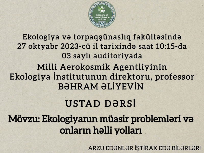 Ustad dərsi keçiriləcəkdir