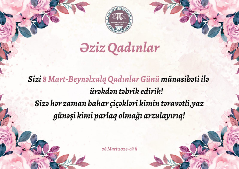 8 MART - BEYNƏLXALQ QADINLAR GÜNÜDÜR!