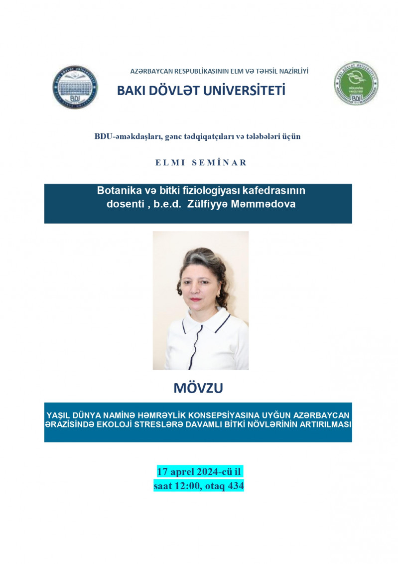 Zülfiyyə Məmmədova elmi seminarda məruzə ilə çıxış edəcək