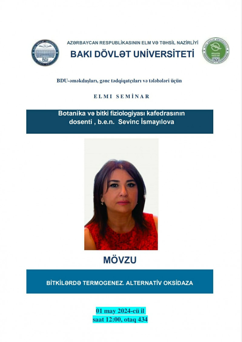 Sevinc İsmayılova  elmi seminarda məruzə ilə çıxış edəcək