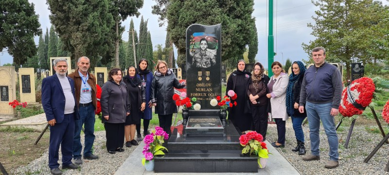 BDU-nun bir qrup kollektivi Masallı rayonunda şəhid Nurlan Əbilovun məzarını ziyarət edib