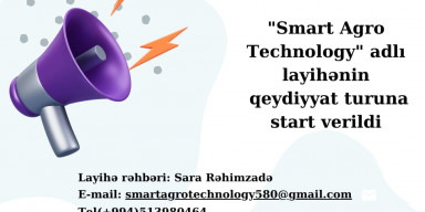 "Smart Agro Technology" layihəsinə qeydiyyat başladı 