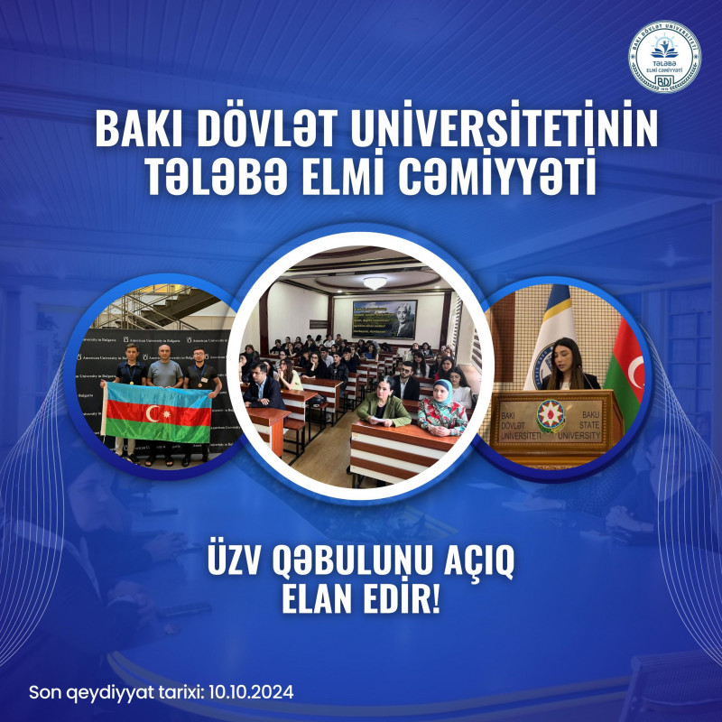 BDU-nun Tələbə Elmi Cəmiyyəti üzv qəbulu elan edir