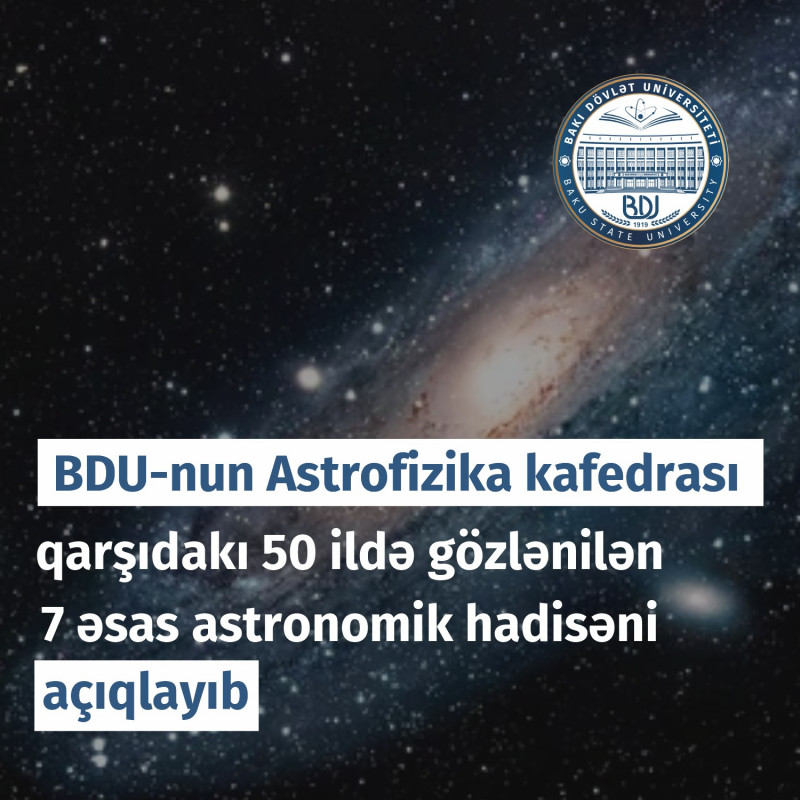 BDU-nun Astrofizika kafedrası qarşıdakı 50 ildə gözlənilən 7 əsas astronomik hadisəni açıqlayıb