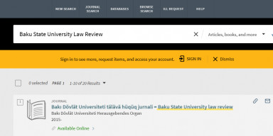 BDU-nun ölkə üzrə beynəlxalq bazalarda indekslənən ilk və yeganə tələbə jurnalı ABŞ-nin Kaliforniya Universitetinin Berkeley kitabxanasının fonduna daxil edilib