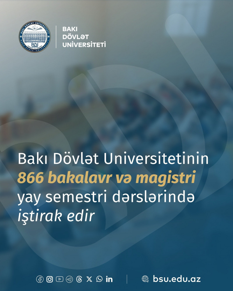 BDU-nun 866 bakalavr və magistri yay semestri dərslərində iştirak edir
