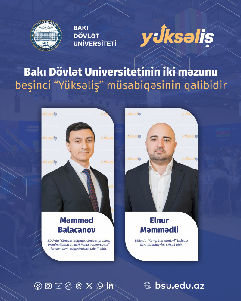 BDU-nun iki məzunu beşinci “Yüksəliş” müsabiqəsinin qalibidir