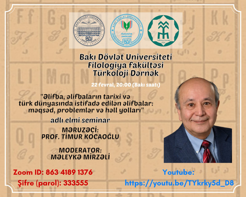 Türkoloji  dərnəyin təşkilatçılığı ilə elmi seminar keçiriləcək