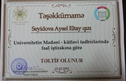 Azərbaycan Texniki Universitetinin rektoru BDU-nun Filologiya fakültəsinin tələbəsini təltif edib