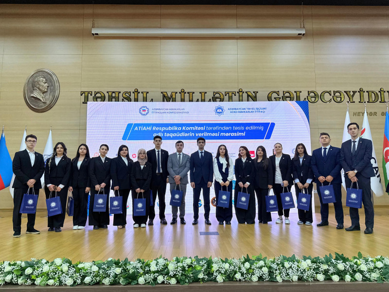 BDU-nun 14 tələbəsinə Azərbaycan Təhsil İşçiləri Azad Həmkarlar İttifaqı Respublika Komitəsinin adlı təqaüdü verilib