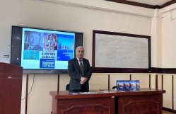 BDU-da özbək yazıçısı Adil Yaqubovun “Uluğbəy xəzinəsi” romanının təqdimatı keçirilib