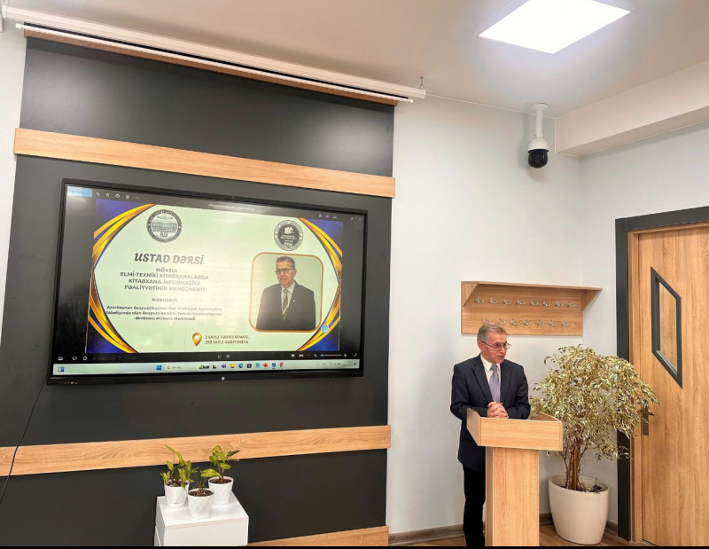 Əqli Mülkiyyət Agentliyinin kitabxanasının direktoru BDU-da ustad dərsi keçib