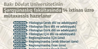 Fakültəmizdə 14 ixtisas üzrə mütəxəssis hazırlanır