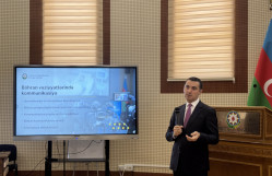 XİN-in mətbuat katibi Ayxan Hacızadə BDU-nun tələbələri ilə görüşüb