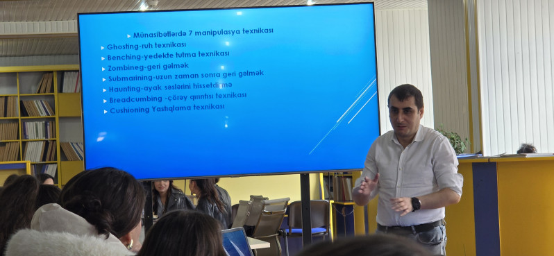 BDU-nun Psixoloji yardım sektoru “Cütlük münasibətlərində manipulyasiya” mövzusunda təlim keçirib