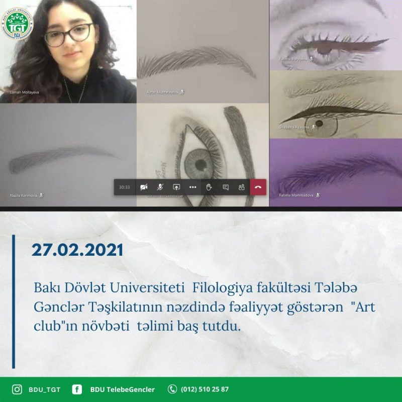 Filologiya fakültəsinin Tələbə Gənclər Təşkilatı nəzdində “Art” klubun növbəti təlimi baş tutub