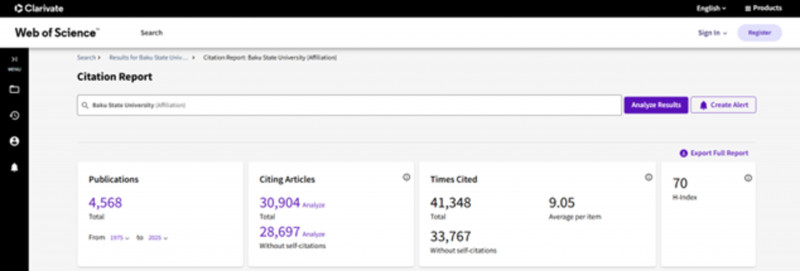 Son bir ildə BDU-nun Hirş indeksi 11 bal artaraq 70 olub