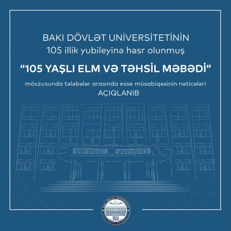 BDU tələbələri arasında “105 yaşlı elm və təhsil məbədi” adlı esse müsabiqəsinin nəticələri açıqlanıb