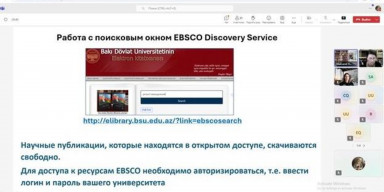 BDU-da “EBSCO Discovery Service” sistemindən istifadə qaydaları haqqında vebinar keçirilib
