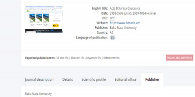 BDU-nun “Acta Botanica Caucasica” jurnalı daha bir nüfuzlu bazaya daxil edilib