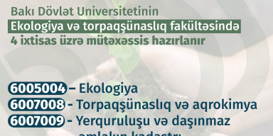 BDU-nun Ekologiya və torpaqşünaslıq fakültəsinə 4 ixtisas üzrə tələbə qəbulu aparılır