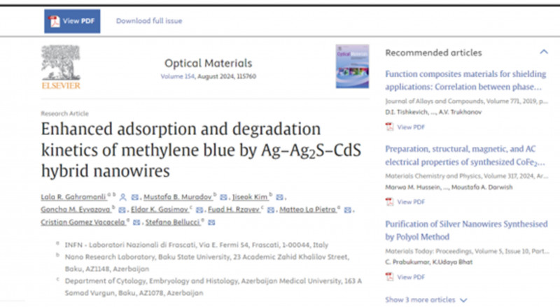 BDU-da hibrid nanonaqillərin sintezi, tədqiqi və tətbiqi üzrə tədqiqatlar davam edir