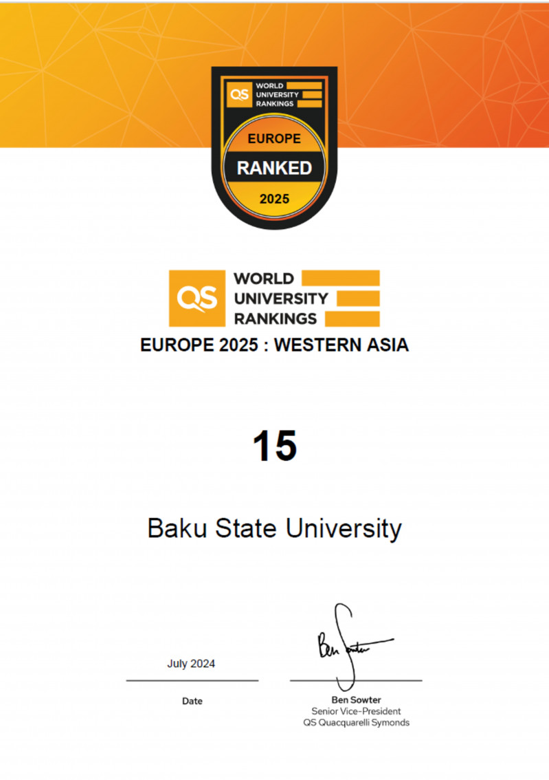 BDU “QS AVROPA 2025” və “QS QƏRBİ ASİYA 2025” reytinqlərində əhəmiyyətli irəliləyişə nail olub