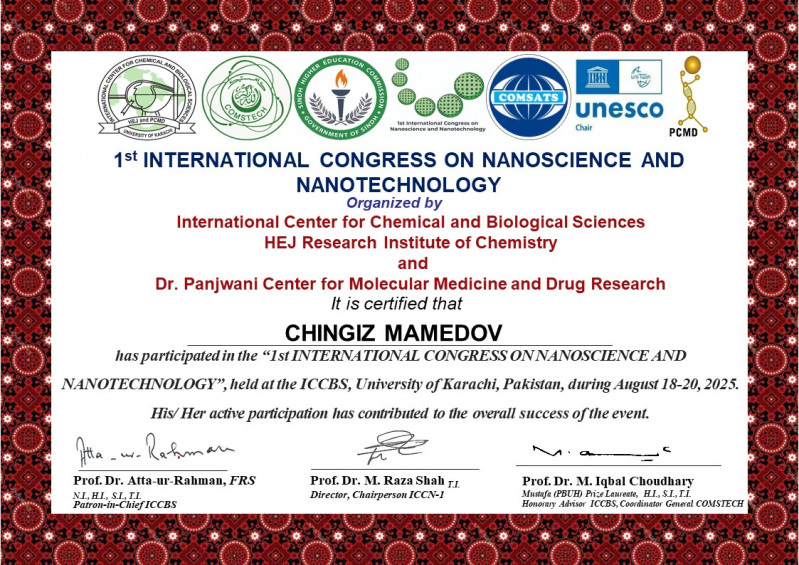 Azərbaycan alimlərinin nanohissəciklərlə bağlı tədqiqatı Pakistanda beynəlxalq konfransda təqdim olunub