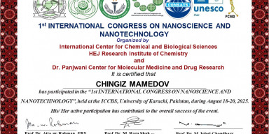 Azərbaycan alimlərinin nanohissəciklərlə bağlı tədqiqatı Pakistanda beynəlxalq konfransda təqdim olunub