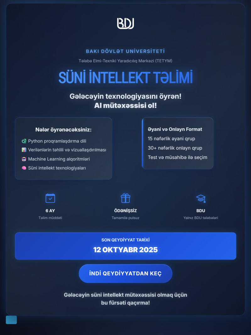 BDU tələbələri üçün süni intellekt təlimi – ELAN