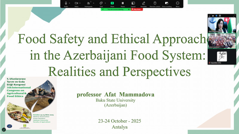 Biologiya fakültəsinin dekanı beynəlxalq elmi platformada Azərbaycan qida təhlükəsizliyi sahəsini təqdim edib
