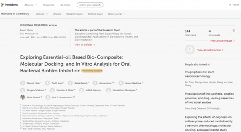 BDU-da nanokompozitlərin ağız boşluğu xəstəliklərinin müalicəsində istifadə perspektivləri araşdırılır