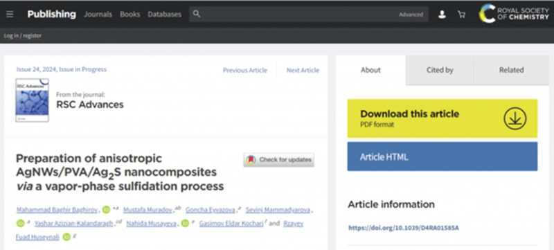BDU alimlərinin nanokompozit materialların sintezinə dair tədqiqatları davam edir