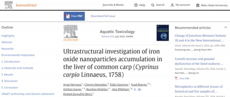 BDU-da metal nanohissəciklərin canlı orqanizmlərə təsirinin xüsusiyyətləri öyrənilir