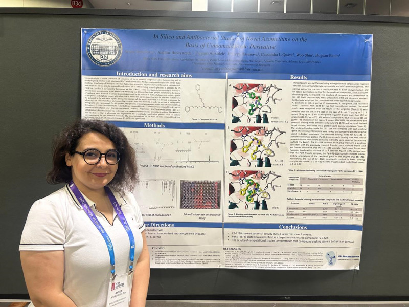 Biologiya fakültəsinin gənc tədqiqatçısı ABŞ-da azometin törəməsinin antibakterial təsirinə dair çıxış edib