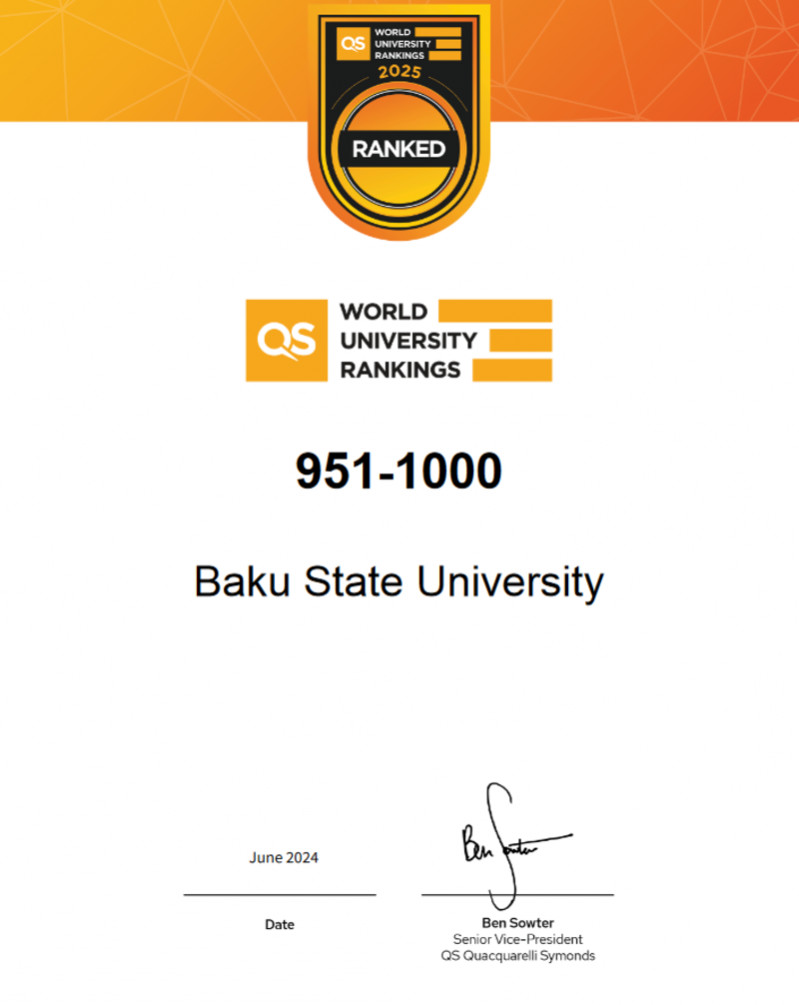 BDU beynəlxalq QS reytinqi üzrə ölkə birincisi oldu