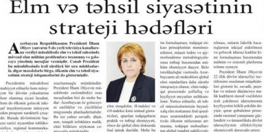 Akademik İradə Hüseynovanın məqaləsi dərc olunub