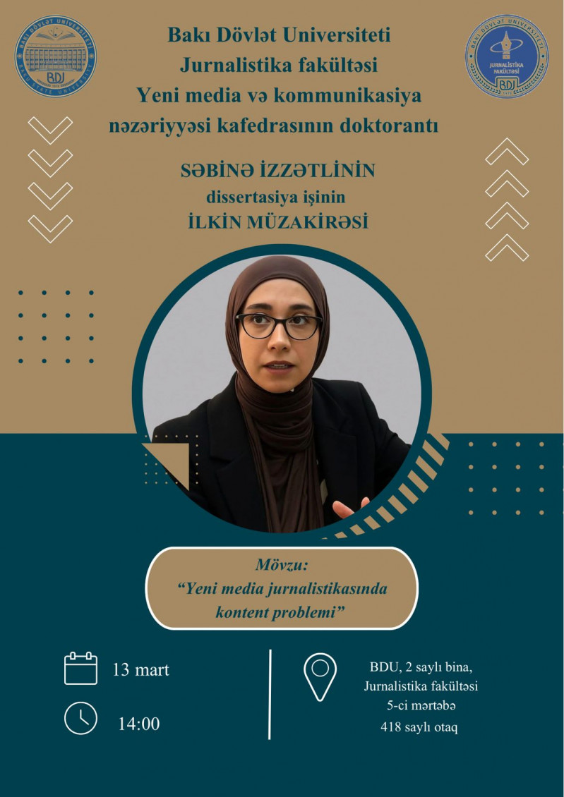 Doktorantın dissertasiya işinin ilkin müzakirəsi keçiriləcək