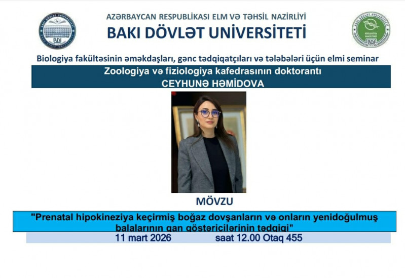 Ceyhunə Həmidova elmi seminarda məruzə ilə çixiş edəcək