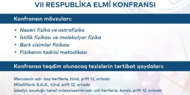 VII Respublika elmi konfransı keçiriləcəkdir.